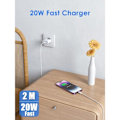 Miniatyrbild 2 av 3: 20W USB C Snabbladdare och 1M Lightning Kabel Strömadapter Jack Snabbladdning för iPhone 14/14 Pro/14 Pro Max/13/12/11/XR/XS/X/iPad