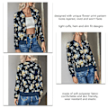 Miniatyrbillede 4 af 5: Dame Langærmet Lynlåsjakke Blomsterprint Slim Fit Casual Jakke til Daglig Udendørs Shopping