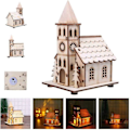 Miniatyrbillede 2 af 2: Ny Rustik LED Trækirke - DIY Træ Juleby Scene - Belyste Juledekorationer 2020 - Perfekt Til Juleværksted - Med Vil