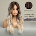 Miniatyrbild 2 av 5: Lång vågig gradient brun till blond peruk för kvinnor, gradientfärgad peruk, lämplig för daglig festrollspel