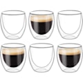 Pikkukuva 1 / 5: 6 kpl Kaksinkertaiset Lasimukit, Läpinäkyvät Kaksinkertaiset Kahvimukit, Kaksinkertaiset, Cappuccino, Latte ja Eristetyt (80ml)
