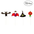 Miniatyrbilde 2 av 3: 72 stk. Halloween Kake Cupcake Toppers Kake Pynt til Barnebursdagsfest (vampyr + flaggermus + gresskar + heksehatt)