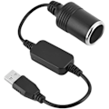 Miniatyrbild 1 av 5: 1,2 m USB A hane till 12V hona cigarettändaruttag omvandlare