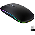Pikkukuva 1 / 4: Ladattava langaton hiiri, Bluetooth-hiiri, kaksi tilaa (BT 5.1 + 2,4G langaton), erittäin ohut/hiljainen, USB-kaapelilla (musta)