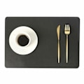 Miniatyrbild 1 av 5: 4-pack bordsunderlägg i konstläder rektangulärt svart 43x30cm svart