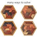 Miniatyrbillede 2 af 4: Hexagon Tangram Puslespil Træpuslespil til Børn og Voksne Udfordrende Puslespil Træ Hjernevridere Puslespil til Voksne Puslespil