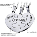 Miniatyrbillede 5 af 5: Sæt med 3 stk. rustfri halskæder med hjerteformede puslevedhæng med teksten  \"Best Friends Forever \", sølv, guld, sort