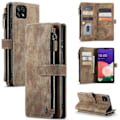 Miniatyrbillede 1 af 5: SQBB Etui til Samsung Galaxy A22 5G Pung Etui Slidstærkt PU-læder Magnetisk Flip Lynlås Kortholder - Brun