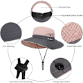 Miniatyrbillede 5 af 5: Dame bredskygget solhat udendørs anti-ultraviolet sommer hestehale hat foldbar mesh strand fiskerhat havearbejde rejser vandreture fiskeri 37*37*12cm