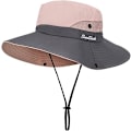 Miniatyrbillede 1 af 5: Dame bredskygget solhat udendørs anti-ultraviolet sommer hestehale hat foldbar mesh strand fiskerhat havearbejde rejser vandreture fiskeri 37*37*12cm