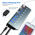 Miniatyrbild 2 av 4: Strömförsörjd USB-hubb, 7-portars USB-hubb med strömförsörjning 3.0| Multi USB-portutökare med på/av-brytare och 5V/3A strömadapter för bärbar dator...