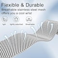 Miniatyrbillede 3 af 5: Kompatibel med Fitbit Charge 5 rem til kvinder og mænd, justerbar metal mesh rem med milanesisk løkke, erstatningsrem til Fitbit Charge 5
