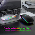 Pikkukuva 3 / 5: LED langaton hiiri Ladattava Slim Silent Mouse 2.4G - varastossa Musta