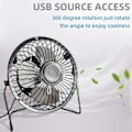 Miniatyrbild 2 av 3: Bärbar Mini Fläkt Aluminiumblad Laddningsbar USB Smidesjärn Fläkt Kontor Dator USB Mini Elektrisk Fläkt Hem Sommartillbehör