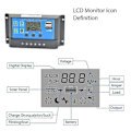 Miniatyrbillede 5 af 5: Solpanelregulator Laderregulator USB 60A 12V-24V med Dobbelt USB-oplader Blå