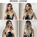 Miniatyrbild 5 av 5: Lång vågig gradient brun till blond peruk för kvinnor, gradientfärgad peruk, lämplig för daglig festrollspel