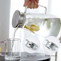 Miniatyrbillede 3 af 4: 2,3 liters glaskaraffel med låg og håndtag, klar iste-kande til varmt og koldt vand, til hjemmelavet drik/iste/vin/kaffe/mælk/juice
