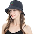Miniatyrbillede 3 af 5: Bucket Hat Bomuld Sommer Fiskerhat til kvinder mænd, (kaktus-sort)