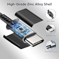 Miniatyrbilde 5 av 5: Svart USB-C til 3,5 mm hodetelefonadapter, USB Type-C lydjackadapter med DAC, Type-C til digitale lydhodetelefoner kompatibel med Galaxy S
