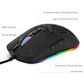 Miniatyrbild 2 av 5: Lättvikts trådbunden datormus med 5 RGB-bakgrundsbelysta lägen, 7200 DPI, Typ C-möss för Apple MacBook Pro 2017/2016 Svart