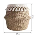 Miniatyrbild 1 av 5: Naturvävd halmkorg, hopfällbar vävd förvaringskorg, halmkorg för växter