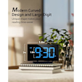 Miniatyrbillede 2 af 5: Digitalt vækkeur til soveværelse, digitalt ur med moderne kurve, tydelige blå LED-cifre, 5 lysstyrkeniveauer + slukket, 2 lydstyrker, 3 blå