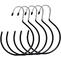 Miniatyrbillede 1 af 5: Bælte Ring Hanger Sjal Hængere, Multi-brug Hængende Krog Skab Organizer til Bælter, Sjal, Halstørklæder, Hat Stativ (5 Pak, Sort)
