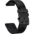 Miniatyrbillede 1 af 2: For Garmin Fenix 7/Fenix 6/Fenix 5/EPIX 2 urrem, Quick Fit 22mm blød ægte læder med silikone svedtæt armbåndsrem
