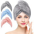 Miniatyrbillede 1 af 5: 3 STK. Mikrofiber Hårtørringshåndklæder Super Absorberende Twist Turban Hurtigtørrende Håndklæde med Knapper til Badeværelse Salon Tør Hårhat