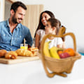 Miniatyrbillede 3 af 5: Foldbar kurv æbleFoldbar kurv lavet af bambus frugtkurv