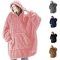 Miniatyrbilde 1 av 5: Hettegenser-teppe, Oversized Sherpa-hettegenser, Bærbar hettegenser-genser-teppe, Supermyk varm komfortabel teppe-hettegenser, One Size Fits All Adults Pink