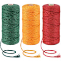 Miniatyrbild 4 av 5: 3 Rullar Macrame-snöre 3mmx100m, DIY-Snöre i Bomull för Väggbonader, Växtupphängningar, Hantverk, Stickning, Dekorativa Projekt Dark green+orange+red