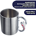 Miniatyrbild 4 av 5: Rostfritt stål mugg med karbinhake – praktisk utomhus campingmugg
