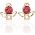 Miniatyrbillede 1 af 5: Forgyldte Charm Grøn Rundt Slibet Cubic Zirconia Lykkeengel Design Mini Post Stud Øreringe