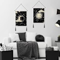 Miniatyrbild 5 av 5: 2-pack Måne och Sol Väggbonader med Tofsar Tarot Banner Svart Väggbonad Bohemisk Stjärna Moln Väggdekor för Sovrum Vardagsrum