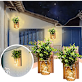 Miniatyrbild 4 av 4: Rustika väggsconces, Mason Jar Sconces, Bondgårdsinredning, LED-fe-ljus, Grön konstgjord växt, Inredning