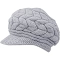 Miniatyrbilde 1 av 2: Vinterstrikket lue for kvinner med brem, elegant beanie med varm fleecefôr grey