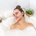 Miniatyrbillede 4 af 5: Badekarpude til nakke og skulder: Spa badeværelsestilbehør badepude til badekar med 6 sugekopper