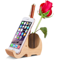 Miniatyrbilde 1 av 5: Elefantholder i tre for penner med mobilholder, skrivebordsarrangør