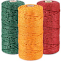 Miniatyrbild 1 av 5: 3 Rullar Macrame-snöre 3mmx100m, DIY-Snöre i Bomull för Väggbonader, Växtupphängningar, Hantverk, Stickning, Dekorativa Projekt Dark green+orange+red