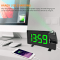 Miniatyrbillede 3 af 5: Projektionsvækkeur LED-skærm 4 justerbar lysstyrke Digitalt radiovækkeur med USB-telefonoplader Vækkeur med 2 alarm snooze-funktion Grøn green