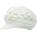 Miniatyrbilde 1 av 3: Vinterstrikket lue for kvinner med brem, elegant beanie med varm fleecefôr white