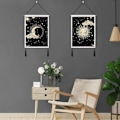 Miniatyrbild 4 av 5: 2-pack Måne och Sol Väggbonader med Tofsar Tarot Banner Svart Väggbonad Bohemisk Stjärna Moln Väggdekor för Sovrum Vardagsrum