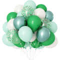 Miniatyrbild 1 av 5: Gröna vita ballonger, 50 st gröna metalliska ballonger konfetti vita latexballonger 12 tum ballongset med bandskog