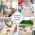 Miniatyrbilde 2 av 4: Rektangulær duk i vannavstøtende, vaskbart polyesterstoff for 6 fots bord, 54 x 80 tommer, off white