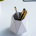 Miniatyrbillede 3 af 5: Keramisk Pæn Blyantsholder Stativ Guld Linie Blyantkop Pot Skrivebordsarrangør Makeup Penselholder