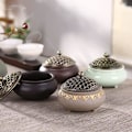Miniatyrbillede 3 af 5: Røgelse brænder røgelse holder rund porcelæn