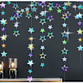 Pikkukuva 2 / 5: 10cm Heijastava Riippuva Tähti Garland Glitter Tähdet Koristeelliset Tähti Riippuva Koristeet Lapsille Sopii Hääkoristeluun, Syntymäpäivä DIY