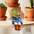 Miniatyrbillede 5 af 5: Søde potter til indendørs planter, søde blomsterpotter, unik denimpotte til indendørs planter, dekorative bordpynt, håndværk, plantepotter til balkon, have