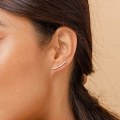 Miniatyrbillede 2 af 5: 14K forgyldt sterlingsølv-post Cubic Zirconia ørecrawler-øreringe